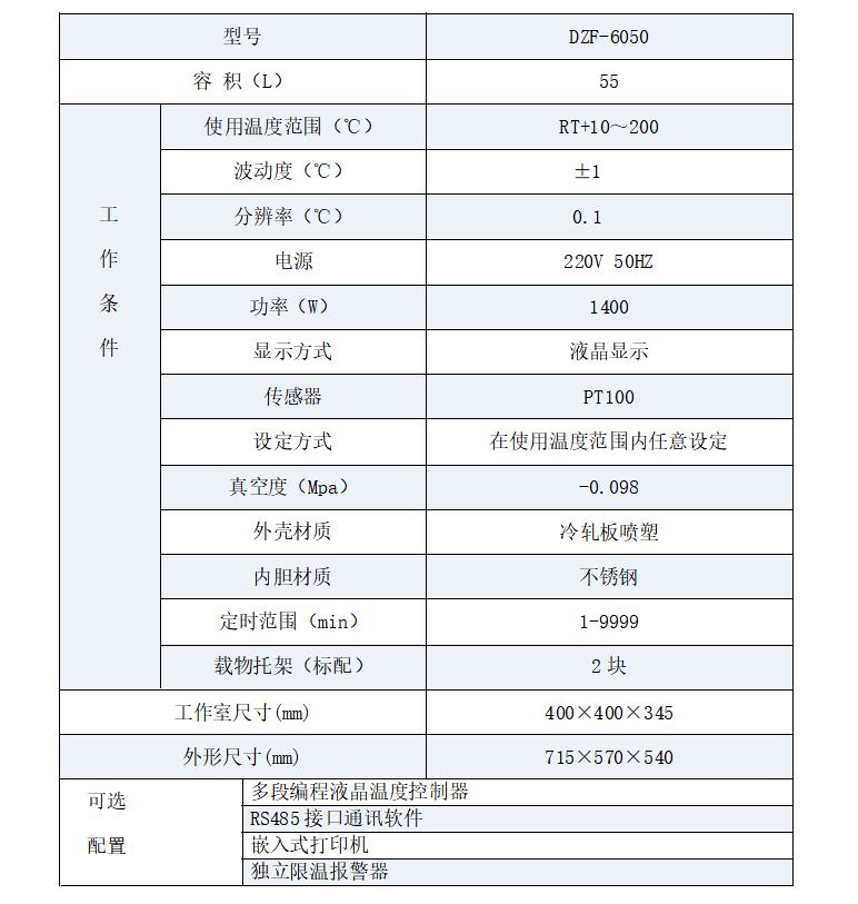DZF-6050真空干燥箱(图2)